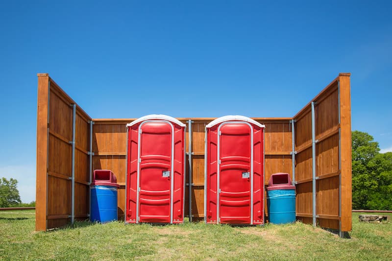 Short-term porta potty units staged for delivery in San Antonio, Texas